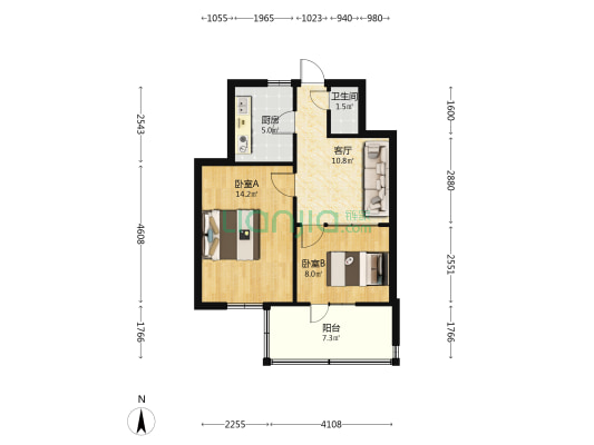 人民路邯钢社区四十五号院 2室1厅1卫 52平方