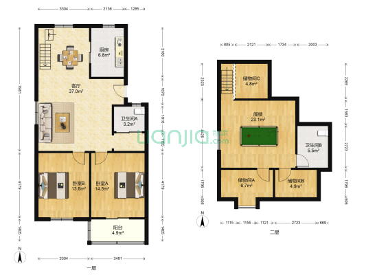 西水湾家园 2室1厅2卫 90平方