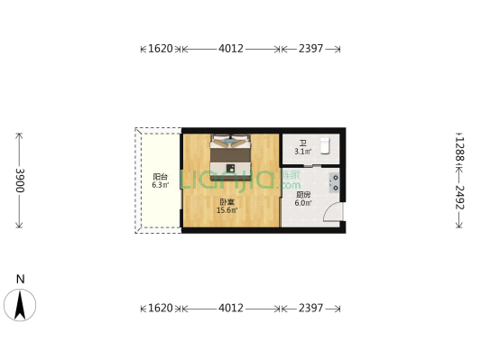 群升国际G区 1室0厅1卫 40平方