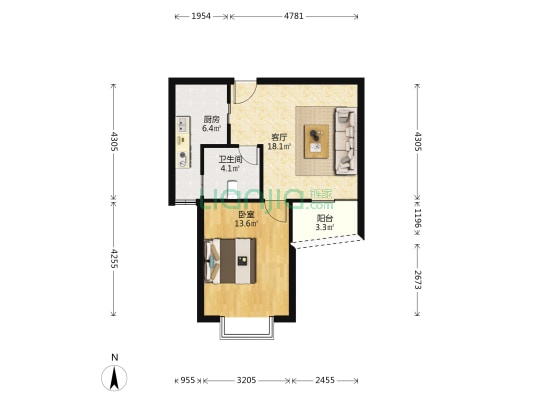 玉兰路81弄 1室1厅1卫 57平方