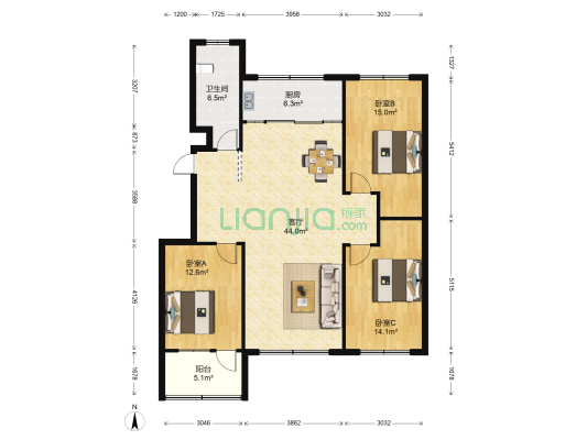 春华苑 3室1厅1卫 147平方