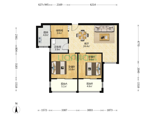 国际华城南区 2室1厅1卫 88平方