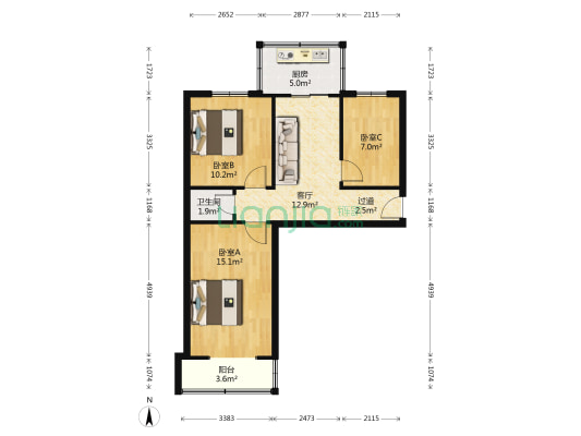 南关村建设路小区 3室1厅1卫 67平方