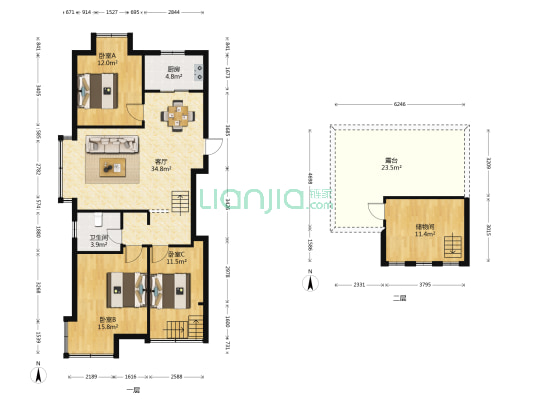 九里峰景A区 3室1厅1卫 95平方
