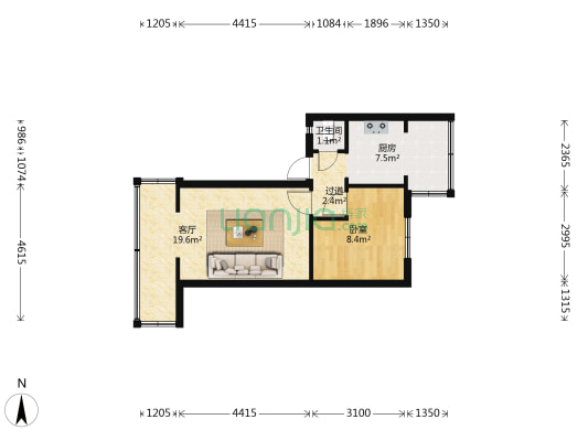 塘双路社区 1室1厅1卫 45平方