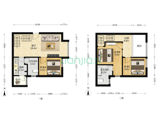 马赛公馆 3室1厅2卫 46平方