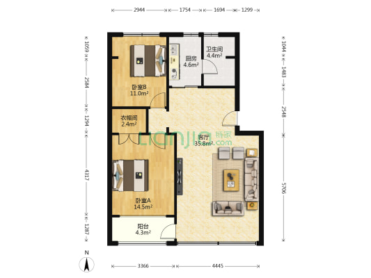 江月路 2室1厅1卫 81平方