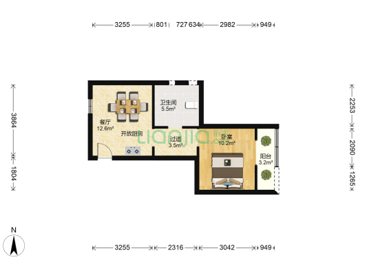 海洋大厦 1室1厅1卫 55平方