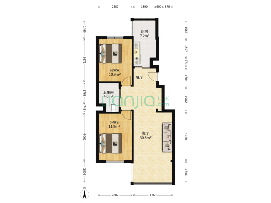 金水家园 2室1厅1卫 89平方