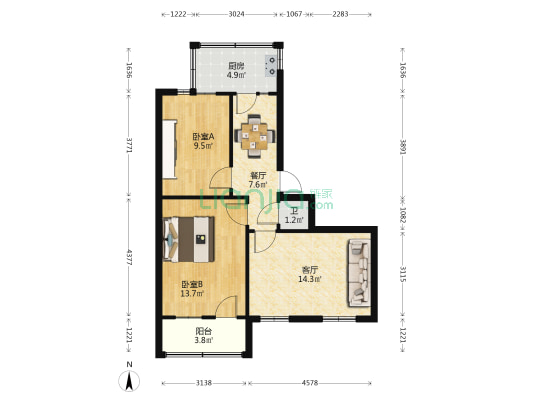 巡津新村11号 2室2厅1卫 54平方