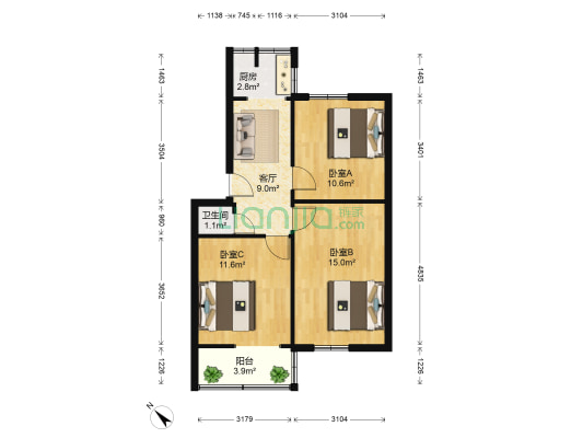 学之苑 3室1厅1卫 63平方