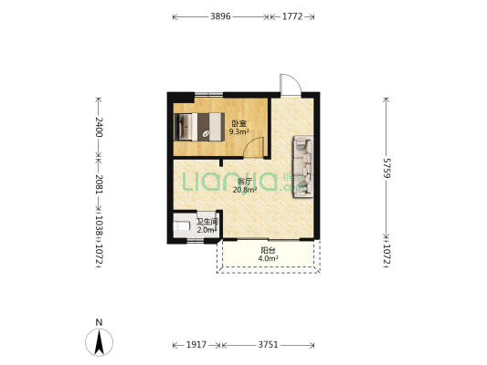 兴业园 1室1厅1卫 50平方