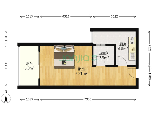 嘉宝广场 1室0厅1卫 42平方