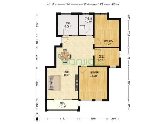 金榈湾丹景廷 1室1厅1卫 89平方