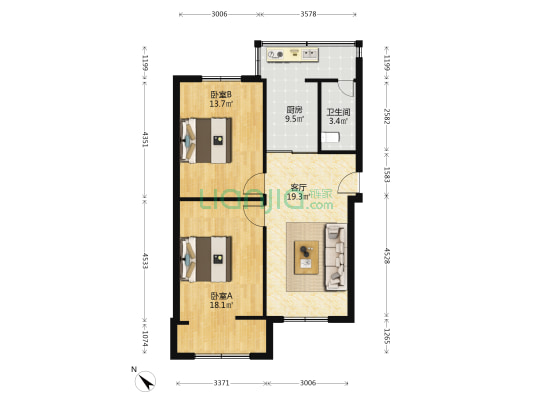 抚琴东南路4号 2室1厅1卫 77平方