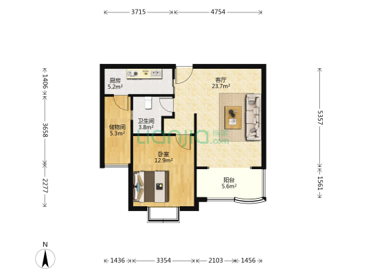 东方曼哈顿 1室1厅1卫 72平方