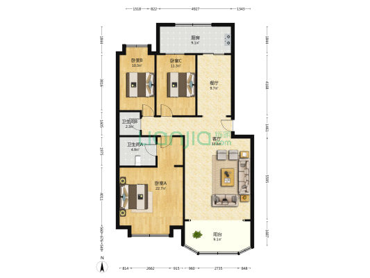 舜耕路7号 3室2厅2卫 138平方