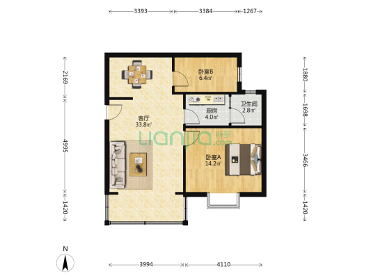 国土资源厅宿舍 2室1厅1卫 71平方