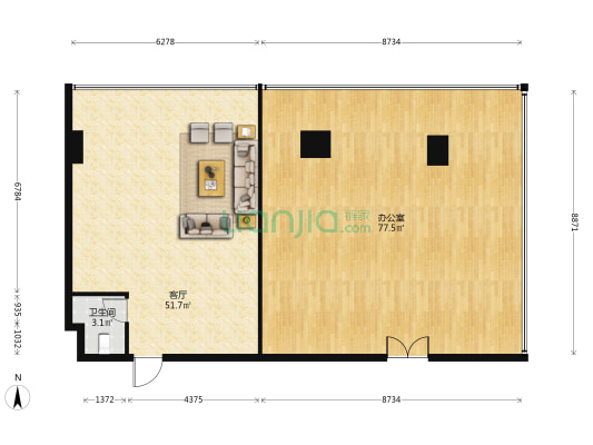 鼎盛时代大厦 1室1厅1卫 185平方