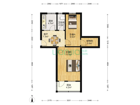 中山路50号 2室1厅1卫 51平方