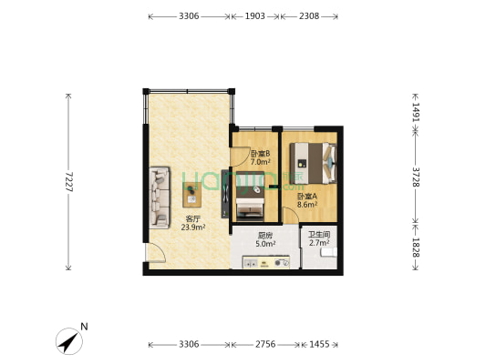碧翠苑 2室1厅1卫 57平方