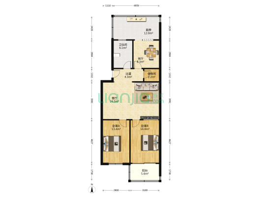 纬八路51到312号 2室2厅1卫 99平方