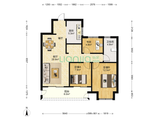 融创悦秀园 3室1厅1卫 97平方