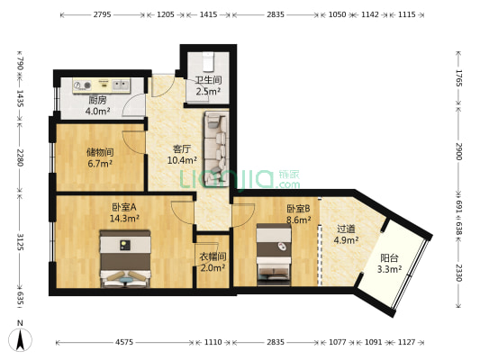 八条巷 2室1厅1卫 71平方
