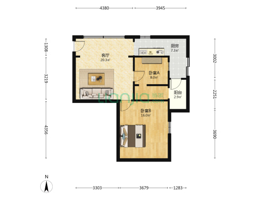 金龙岗1号 2室1厅0卫 48平方