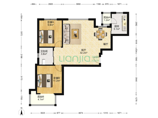 诚成尚品 2室1厅1卫 89平方