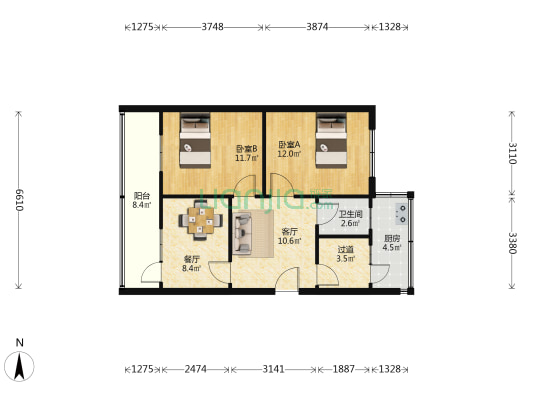 东明路南27号 2室2厅1卫 78平方