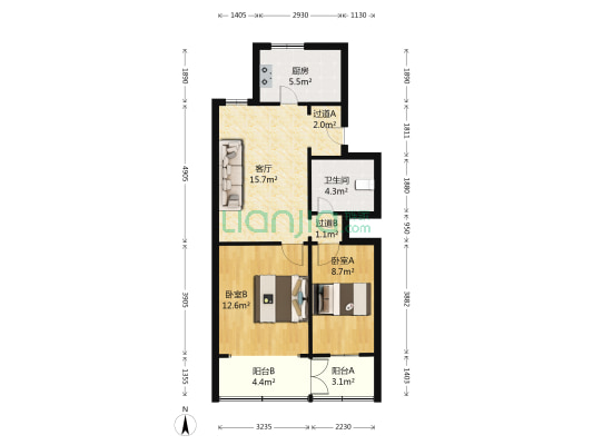 姑香苑 2室1厅1卫 67平方