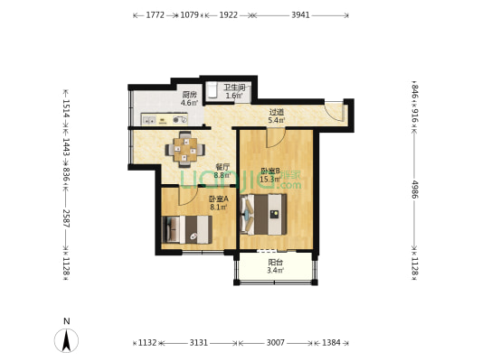 山庄街 2室1厅1卫 57平方
