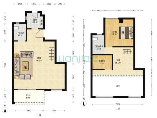 中梁壹号院 1室1厅2卫 118平方
