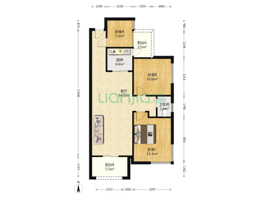 丰泰观山碧水凌峰 3室1厅1卫 88平方