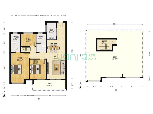 保利和光尘樾一期 3室1厅2卫 120平方