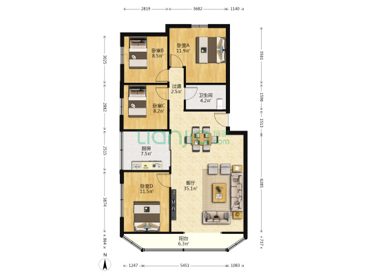 105国道大石段 4室1厅1卫 110平方