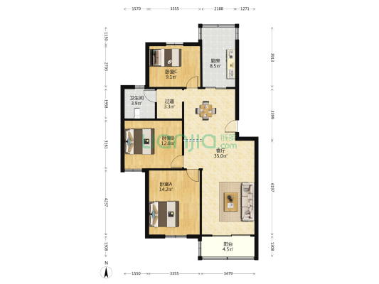 医院路21弄 3室1厅1卫 112平方