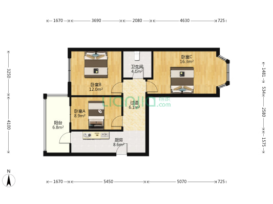 群力新苑西区 3室0厅1卫 77平方