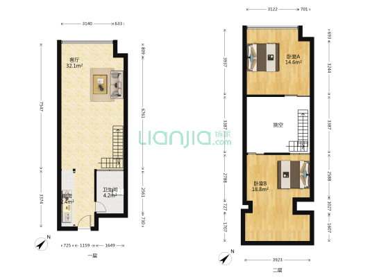 一米阳光 2室1厅1卫 60平方