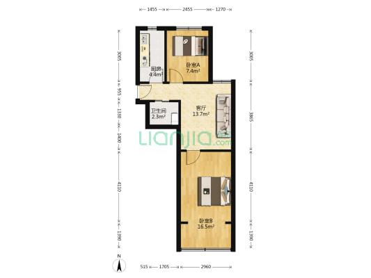 东新园东荷星苑 2室1厅1卫 56平方