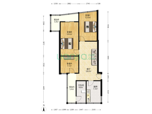 西城角巷15号 3室1厅1卫 95平方