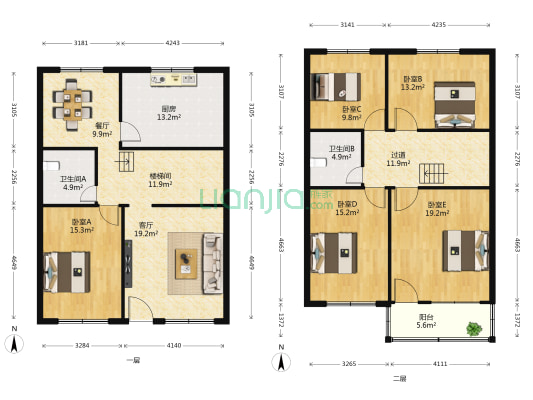 文苑街44-2号 5室2厅2卫 178平方