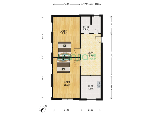 税务小区 2室1厅1卫 78平方