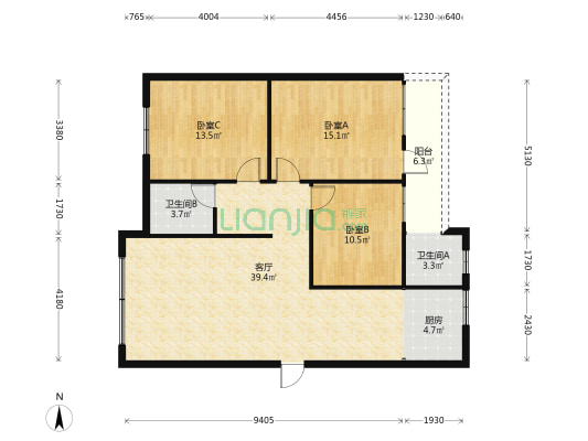 平安乡政府宿舍 3室1厅2卫 112平方
