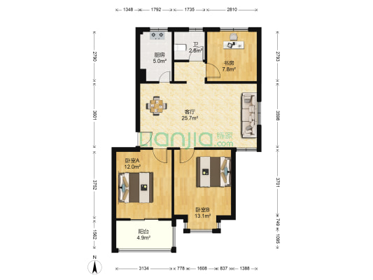 欣欣家园 3室1厅1卫 86平方
