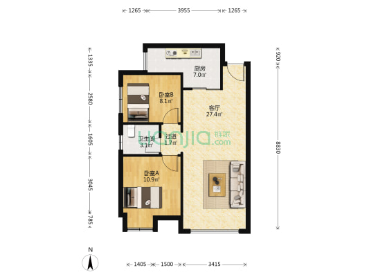 康泰仁和城邦 2室1厅1卫 66平方