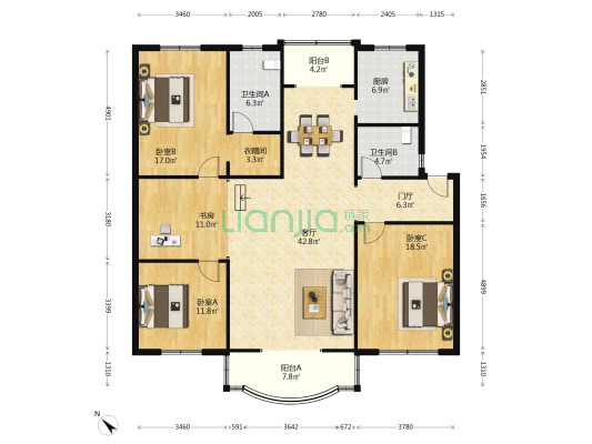 华胜小区 4室1厅2卫 161平方