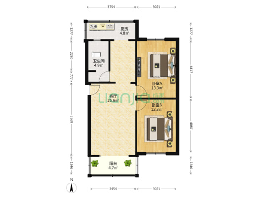 玉通巷5号 2室1厅1卫 79平方