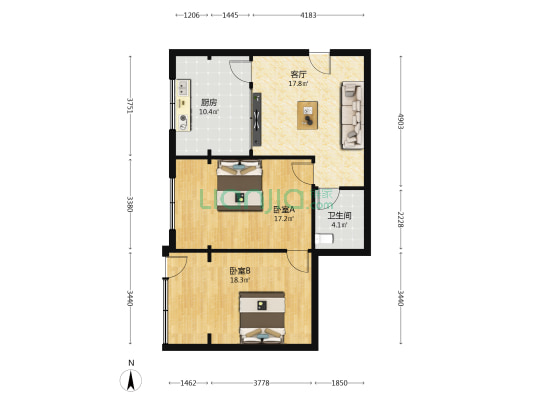 鼓楼巷住宅区 2室1厅1卫 68平方